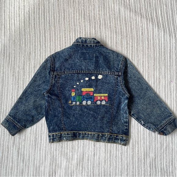 Vintage Little Levis Denim Jean Jacket Orange Tab Acid Wash Kids - Picture 4 of 9